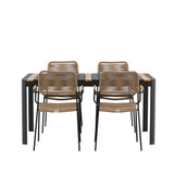 Togo - Jídelní stůl - Černá / Teak - Allu / Teak - 150*100 _1+ Lindos - Křeslo - Black Alu / Latte Latte _4