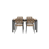 Togo - Jídelní stůl - Černá / Teak - Allu / Teak - 150*100 _1+ Lindos - Křeslo - Black Alu / Latte Latte _4