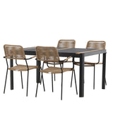 Togo - Jídelní stůl - Černá / Teak - Allu / Teak - 150*100 _1+ Lindos - Křeslo - Black Alu / Latte Latte _4