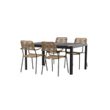Togo - Jídelní stůl - Černá / Teak - Allu / Teak - 150*100 _1+ Lindos - Křeslo - Black Alu / Latte Latte _4
