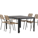 Togo - Jídelní stůl - Černá / Teak - Allu / Teak - 150*100 _1+ Lindos - Křeslo - Black Alu / Latte Latte _4