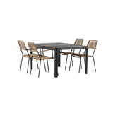Togo - Jídelní stůl - Černá / Teak - Allu / Teak - 150*100 _1+ Lindos - Křeslo - Black Alu / Latte Latte _4