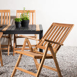 Togo - Jídelní stůl - Černá / Teak - Allu / Teak - 150*100 _1+ Keňa 5poziční skládací židle - Teak _4