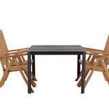 Togo - Jídelní stůl - Černá / Teak - Allu / Teak - 150*100 _1+ Keňa 5poziční skládací židle - Teak _4