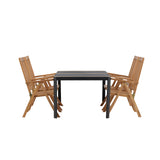 Togo - Jídelní stůl - Černá / Teak - Allu / Teak - 150*100 _1+ Keňa 5poziční skládací židle - Teak _4