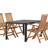 Togo - Jídelní stůl - Černá / Teak - Allu / Teak - 150*100 _1+ Keňa 5poziční skládací židle - Teak _4