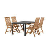 Togo - Jídelní stůl - Černá / Teak - Allu / Teak - 150*100 _1+ Keňa 5poziční skládací židle - Teak _4