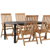 Togo - Jídelní stůl - Černá / Teak - Allu / Teak - 150*100 _1+ Keňa 5poziční skládací židle - Teak _4
