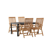 Togo - Jídelní stůl - Černá / Teak - Allu / Teak - 150*100 _1+ Keňa 5poziční skládací židle - Teak _4