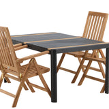Togo - Jídelní stůl - Černá / Teak - Allu / Teak - 150*100 _1+ Keňa 5poziční skládací židle - Teak _4