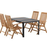 Togo - Jídelní stůl - Černá / Teak - Allu / Teak - 150*100 _1+ Keňa 5poziční skládací židle - Teak _4