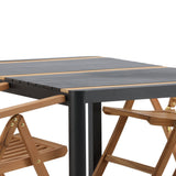 Togo - Jídelní stůl - Černá / Teak - Allu / Teak - 150*100 _1+ Keňa 5poziční skládací židle - Teak _4
