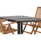 Togo - Jídelní stůl - Černá / Teak - Allu / Teak - 150*100 _1+ Keňa 5poziční skládací židle - Teak _4