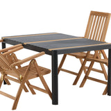 Togo - Jídelní stůl - Černá / Teak - Allu / Teak - 150*100 _1+ Keňa 5poziční skládací židle - Teak _4