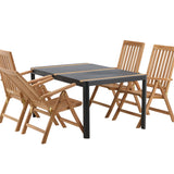 Togo - Jídelní stůl - Černá / Teak - Allu / Teak - 150*100 _1+ Keňa 5poziční skládací židle - Teak _4