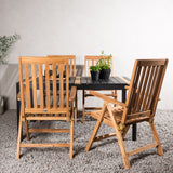 Togo - Jídelní stůl - Černá / Teak - Allu / Teak - 150*100 _1+ Keňa 5poziční skládací židle - Teak _4