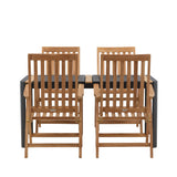Togo - Jídelní stůl - Černá / Teak - Allu / Teak - 150*100 _1+ Keňa 5poziční skládací židle - Teak _4