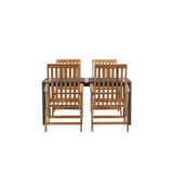 Togo - Jídelní stůl - Černá / Teak - Allu / Teak - 150*100 _1+ Keňa 5poziční skládací židle - Teak _4