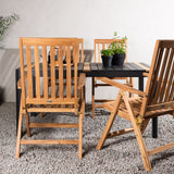 Togo - Jídelní stůl - Černá / Teak - Allu / Teak - 150*100 _1+ Keňa 5poziční skládací židle - Teak _4