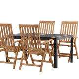 Togo - Jídelní stůl - Černá / Teak - Allu / Teak - 150*100 _1+ Keňa 5poziční skládací židle - Teak _4