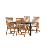 Togo - Jídelní stůl - Černá / Teak - Allu / Teak - 150*100 _1+ Keňa 5poziční skládací židle - Teak _4