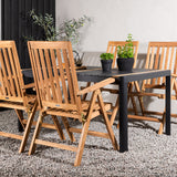 Togo - Jídelní stůl - Černá / Teak - Allu / Teak - 150*100 _1+ Keňa 5poziční skládací židle - Teak _4