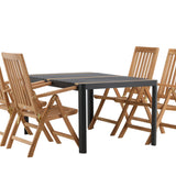Togo - Jídelní stůl - Černá / Teak - Allu / Teak - 150*100 _1+ Keňa 5poziční skládací židle - Teak _4