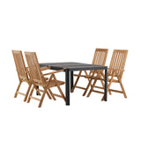 Togo - Jídelní stůl - Černá / Teak - Allu / Teak - 150*100 _1+ Keňa 5poziční skládací židle - Teak _4