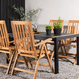 Togo - Jídelní stůl - Černá / Teak - Allu / Teak - 150*100 _1+ Keňa 5poziční skládací židle - Teak _4