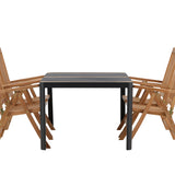 Togo - Jídelní stůl - Černá / Teak - Allu / Teak - 150*100 _1+ Keňa 5poziční skládací židle - Teak _4