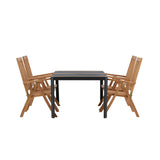 Togo - Jídelní stůl - Černá / Teak - Allu / Teak - 150*100 _1+ Keňa 5poziční skládací židle - Teak _4