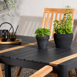 Togo - Jídelní stůl - Černá / Teak - Allu / Teak - 150*100 _1+ Keňa 5poziční skládací židle - Teak _4