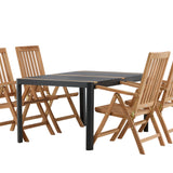 Togo - Jídelní stůl - Černá / Teak - Allu / Teak - 150*100 _1+ Keňa 5poziční skládací židle - Teak _4
