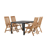 Togo - Jídelní stůl - Černá / Teak - Allu / Teak - 150*100 _1+ Keňa 5poziční skládací židle - Teak _4