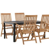 Togo - Jídelní stůl - Černá / Teak - Allu / Teak - 150*100 _1+ Keňa 5poziční skládací židle - Teak _4