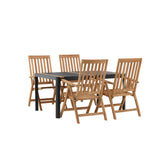 Togo - Jídelní stůl - Černá / Teak - Allu / Teak - 150*100 _1+ Keňa 5poziční skládací židle - Teak _4