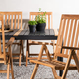 Togo - Jídelní stůl - Černá / Teak - Allu / Teak - 150*100 _1+ Keňa 5poziční skládací židle - Teak _4