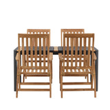 Togo - Jídelní stůl - Černá / Teak - Allu / Teak - 150*100 _1+ Keňa 5poziční skládací židle - Teak _4