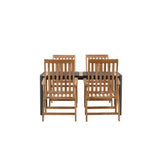Togo - Jídelní stůl - Černá / Teak - Allu / Teak - 150*100 _1+ Keňa 5poziční skládací židle - Teak _4