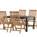 Togo - Jídelní stůl - Černá / Teak - Allu / Teak - 150*100 _1+ Keňa 5poziční skládací židle - Teak _4
