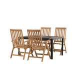 Togo - Jídelní stůl - Černá / Teak - Allu / Teak - 150*100 _1+ Keňa 5poziční skládací židle - Teak _4
