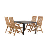 Togo - Jídelní stůl - Černá / Teak - Allu / Teak - 150*100 _1+ Keňa 5poziční skládací židle - Teak _4
