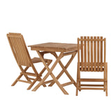 Ghana - Skládací stůl- Natural - Teak - 70*70cm _1+ Ghana - Skládací židle- Natural - Teak - _2