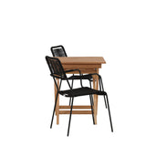 Ghana - Skládací stůl - Natural - Teak - 70*70cm _1+ Křeslo Lindos - Black Alu / Black Lano _2