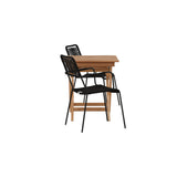 Ghana - Skládací stůl - Natural - Teak - 70*70cm _1+ Křeslo Lindos - Black Alu / Black Lano _2