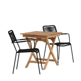 Ghana - Skládací stůl - Natural - Teak - 70*70cm _1+ Křeslo Lindos - Black Alu / Black Lano _2