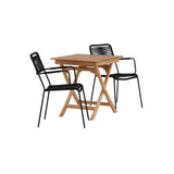Ghana - Skládací stůl - Natural - Teak - 70*70cm _1+ Křeslo Lindos - Black Alu / Black Lano _2