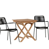 Ghana - Skládací stůl - Natural - Teak - 70*70cm _1+ Křeslo Lindos - Black Alu / Black Lano _2