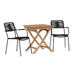 Ghana - Skládací stůl - Natural - Teak - 70*70cm _1+ Křeslo Lindos - Black Alu / Black Lano _2