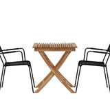 Ghana - Skládací stůl - Natural - Teak - 70*70cm _1+ Křeslo Lindos - Black Alu / Black Lano _2